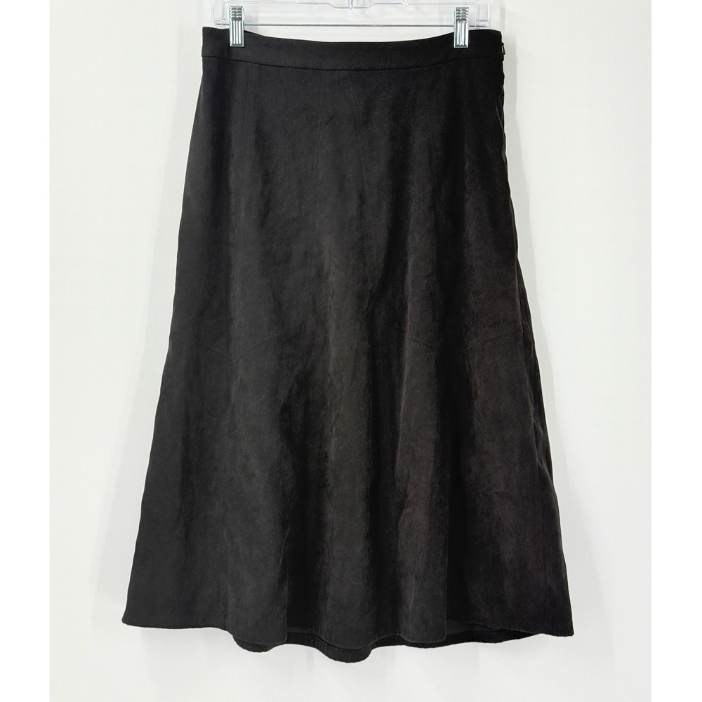 Vtg y2k 90s Christopher & Banks Skirt Womens 6 Black Faux Suede Whimsigoth Boho
